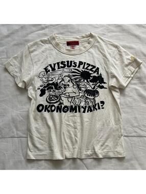 Yamane Cream Evisu Pizza Okonomiyaki Graphic T Shirt Size 34 Back Logo